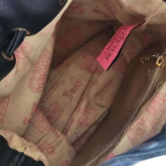 Vintage Juicy Couture Handbag Purse Black Leather w/ Gold Accents Shoulder - Picture 15 of 15